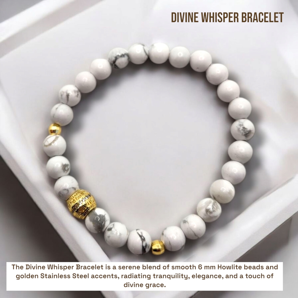 Bracelet - White and Gold Howlite Beads